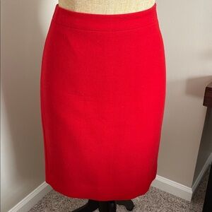 J. Crew  Red Wool Pencil Skirt